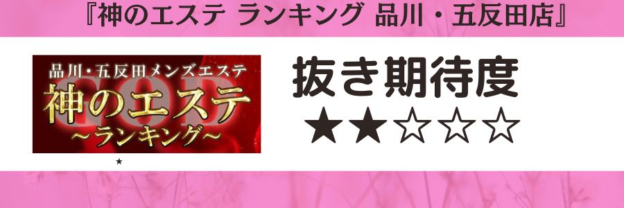 神のエステ ランキング 品川・五反田店のロゴと抜き期待度